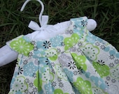 Girl's Summer Flower Print Blouse with optional matching hair bow: 18 months