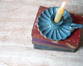 The Rustic Bookworm - Collection of Vintage Books and Blue Enamel Candle Holder