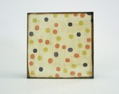 Wall Decor l Art Block l Mod Polka Dots Rust Chartreuse Green Orange Wall hanging 5x5 copper Metallic Geometric Circles redtilestudio wood