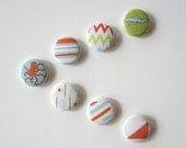 Magnets Nautical Summer 7/Seven 1 inch round beach ocean stripes blue orange  redtilestudio