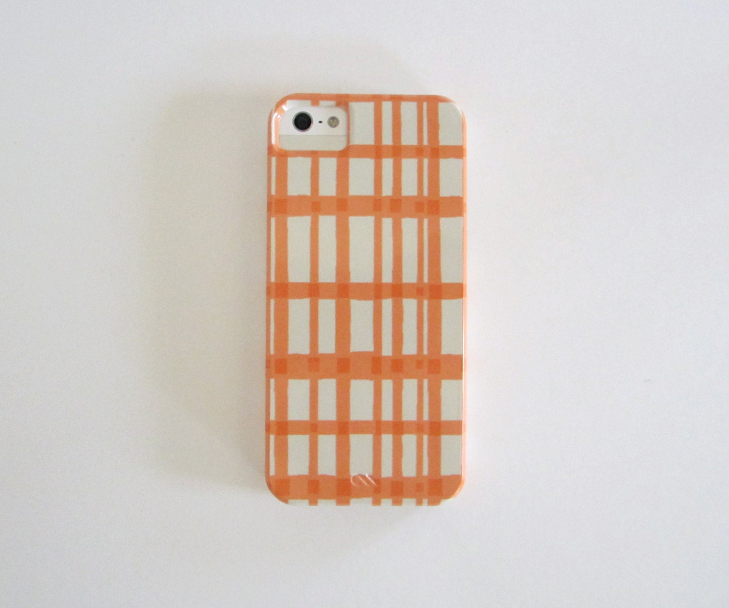 Modern iPhone 5 case l Orange Gingham l BARELY THERE geometric pattern redtilestudio