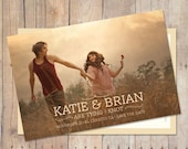 Wedding Save The Date, Save The Date Postcard, Save The Date Card, Rustic Save The Date - Autumn