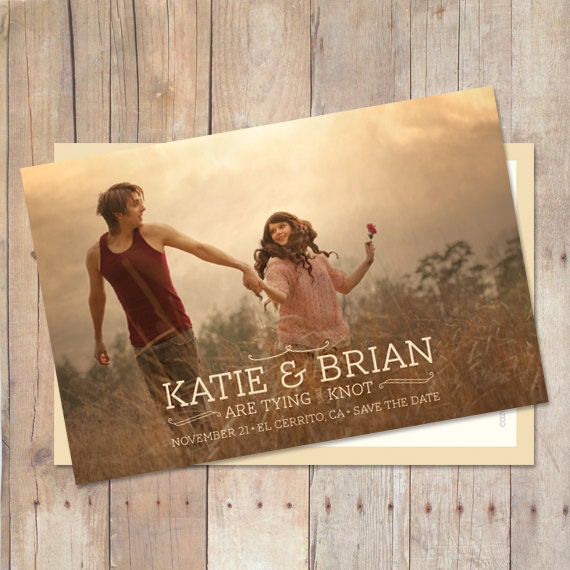Wedding Save The Date, Save The Date Postcard, Save The Date Card, Rustic Save The Date - Autumn