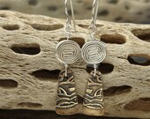 Mixed Metal Earrings - Bronze PMC and Pewter Dangles - Artisan Dangles