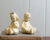 Vintage Bookends Chalkware Children Reading