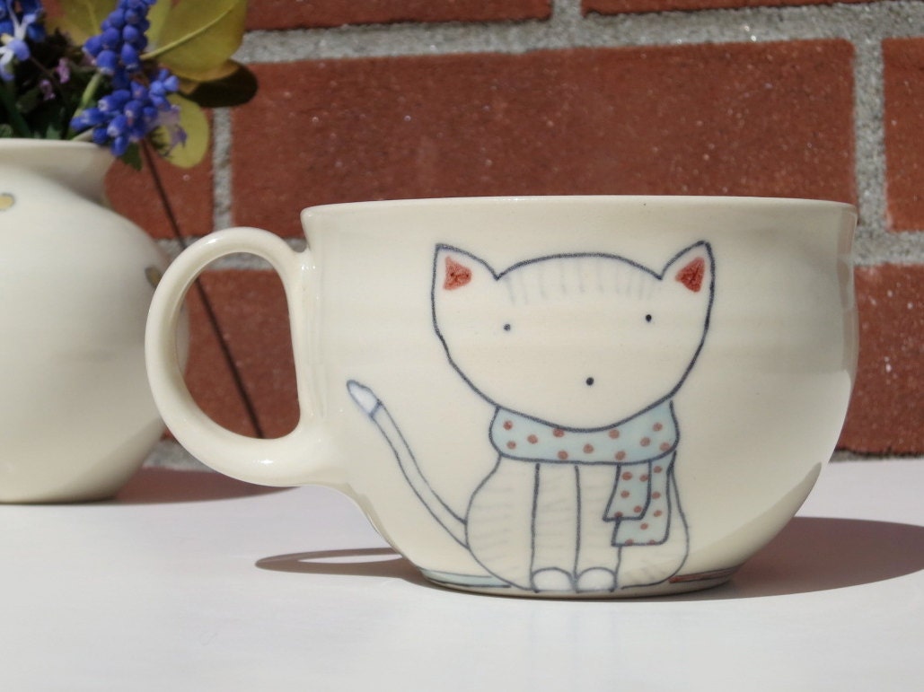 Cat in Scarf Teacup