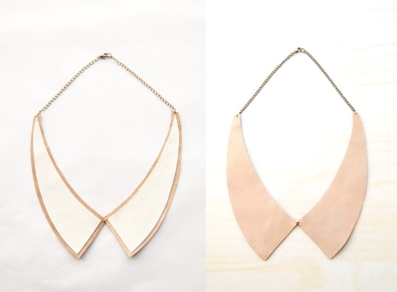 Alexa -- Reversible Leather Peter Pan COLLAR Necklace