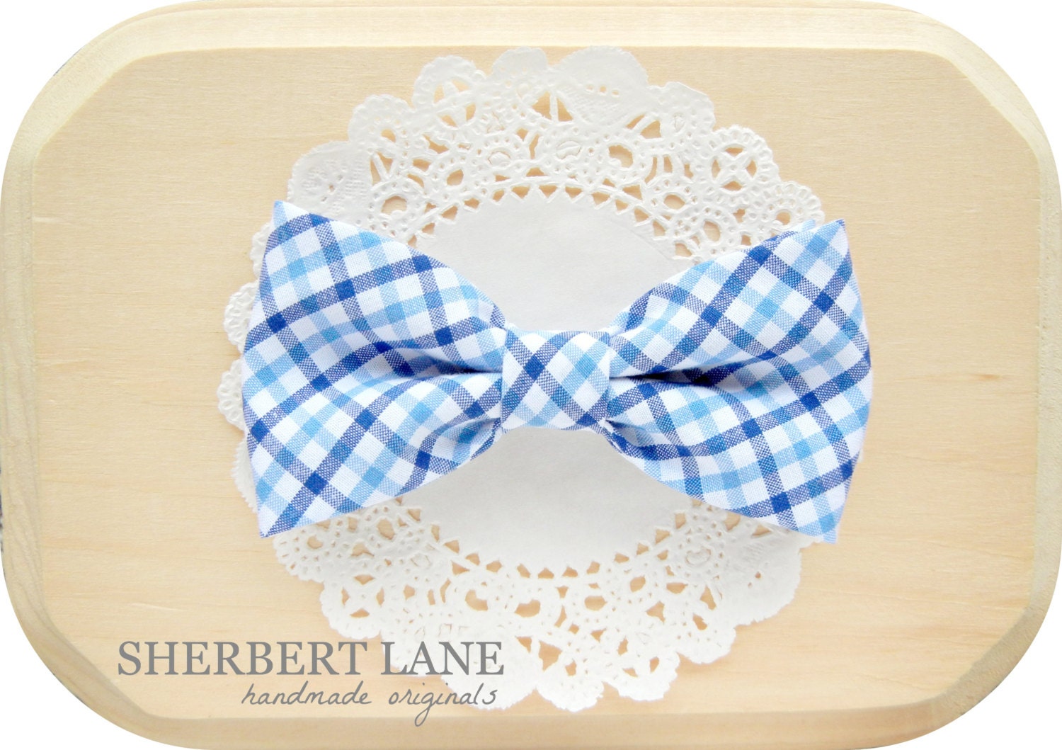 Baby Bow Tie - Baby Boy and Toddler - Navy and Light Blue Plaid Bow Tie