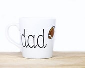 Personalized Ceramic Mug Hand Painted white  tea cup mug  Dad football kitchen decor Decorative Art