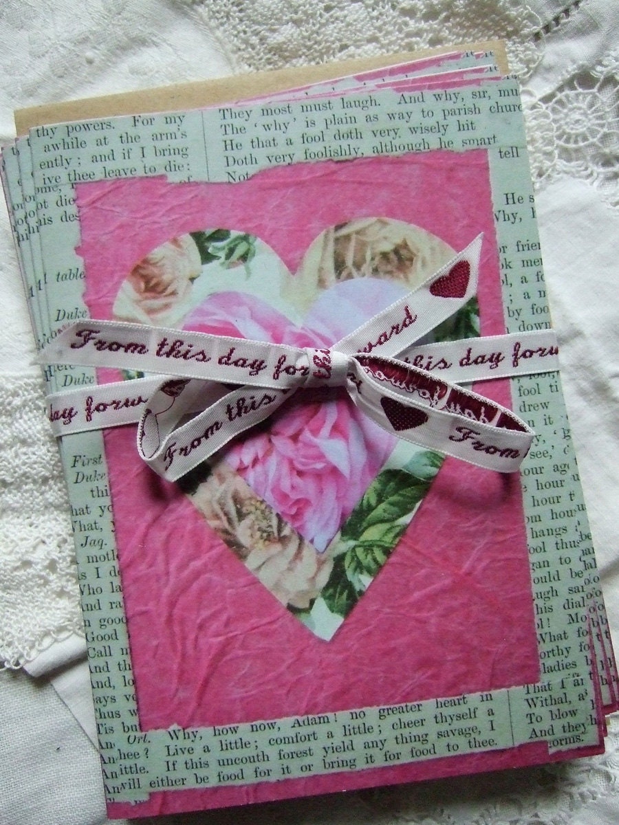 Heart Greeting Card - pinks & cream