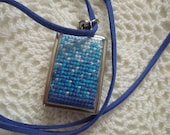 Cross Stitch Pendant - Blues