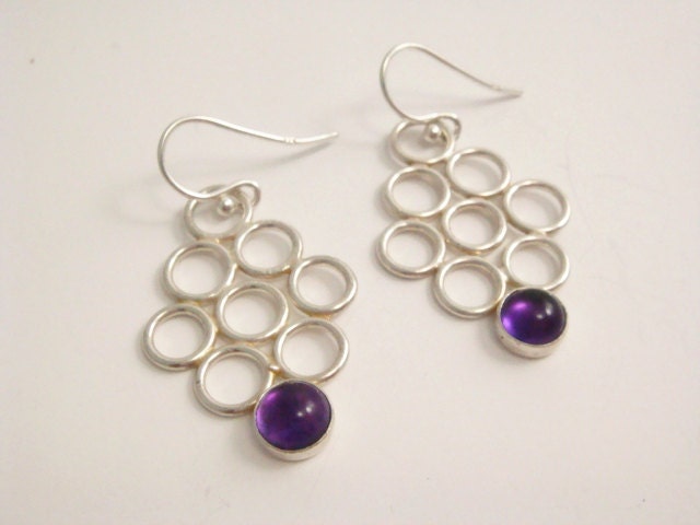 Sterling Silver Amethyst Geometric Earrings