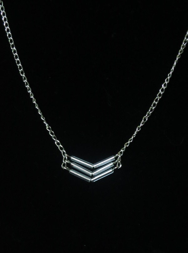 Silver and Glass Chevron Necklace