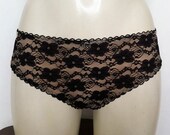 Nude and black lace knickers