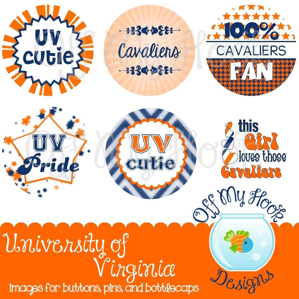 UNIVERSITY OF VIRGINIA Images, Digital Images, 1" Circles, Button Images, Pin Images, Bottlecap Images, Sports Images, College Teams