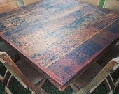 Square Reclaimed Banquet Table // Douglas Fir w/ Jackson Pollock Style Finish