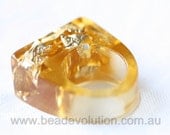 Chunky Square Resin Ring with Gold Leaf various sizes