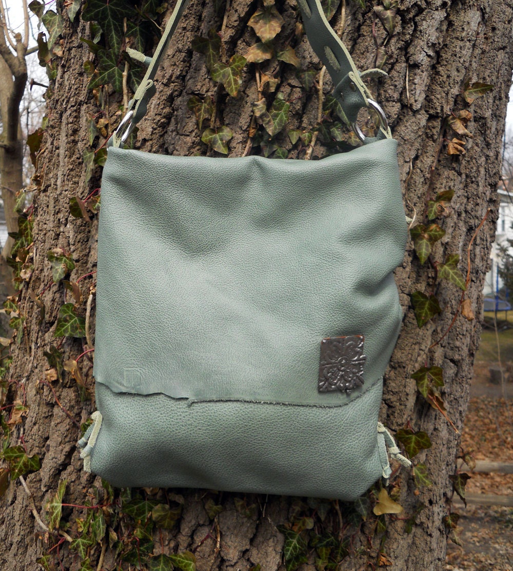 Light aqua colored leather purse