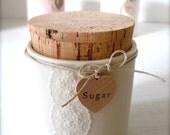 White Porcelain Lace Jar, Canister with Cork Lid-Hideminy Lace Series