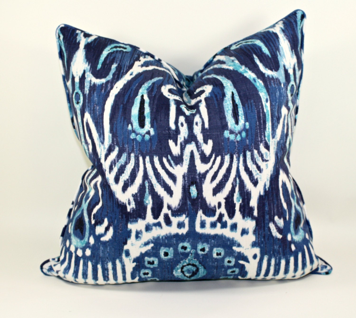 Duralee Cerva in Navy Decorative Ikat Pillow Cover, Decorative Pillow Cover, Accent Pillow, Throw Pillow, toss pillow