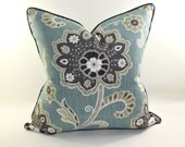 Braemore Ankara in Pool Pillow Cover, Cushion, Linen Pillow, Floral Pillow, Toss Pillow