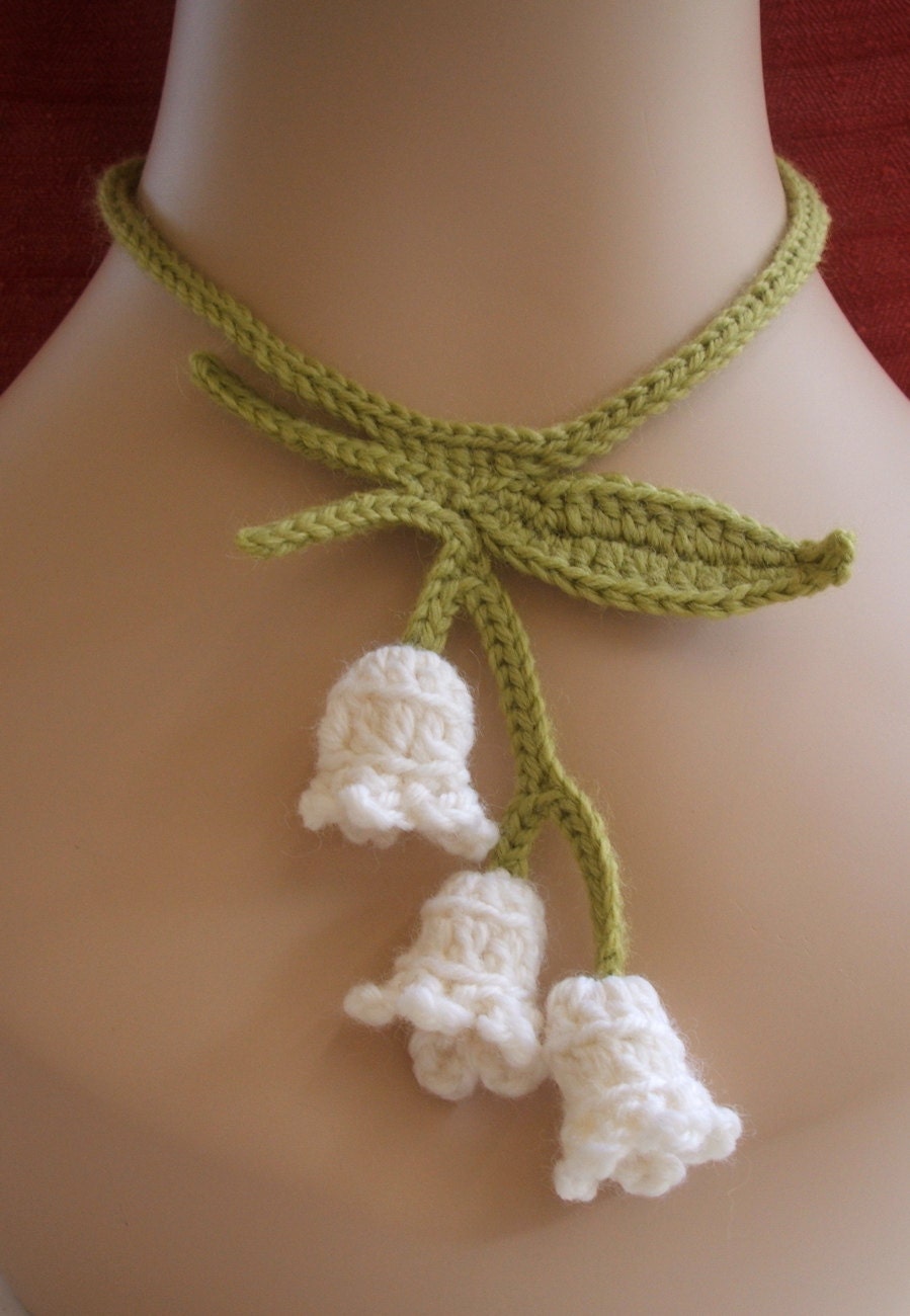 Lily of the valley crochet necklace.