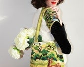 Tote bag in vintage canevas deer