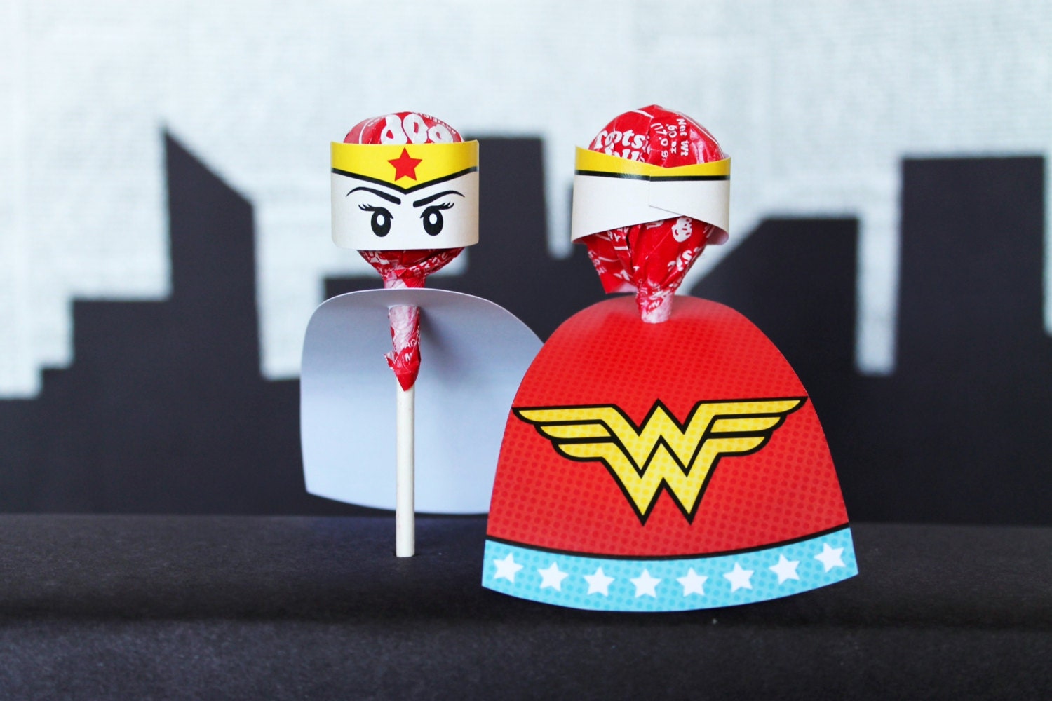 Superhero Collection. WONDERWOMAN Caped Cutouts. DIGITAL DOWNLOAD. DiY Printable Design. Pinkadot Shop