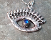 Egyptian Eye Necklace, Cleopatra, Antiqued Silver Tibetan Style