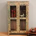 CLEARANCE Vintage Distressed Yellow and Green Rustic Glass Storage Kitchen Bathroom Cabinet