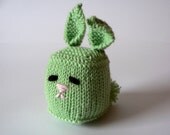 Handknit Cuddly Cube Toy Bunny- Mint Green