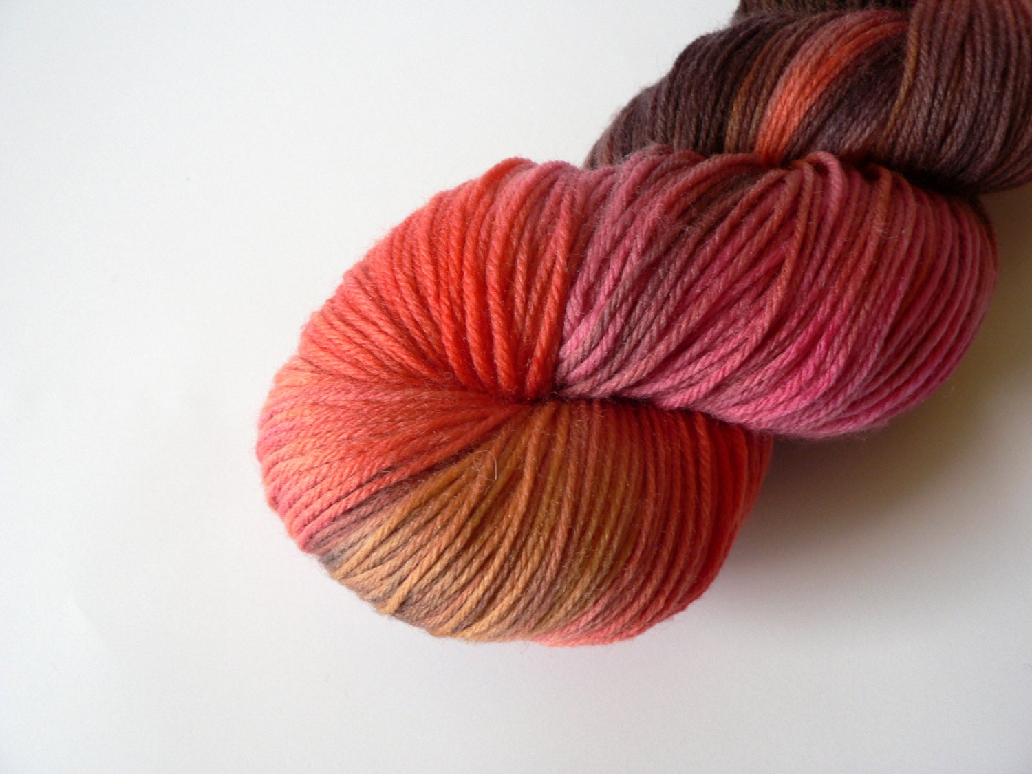 Handpainted Fingering Weight Superwash Merino Nylon Sock Yarn- Peach Field 462 yards