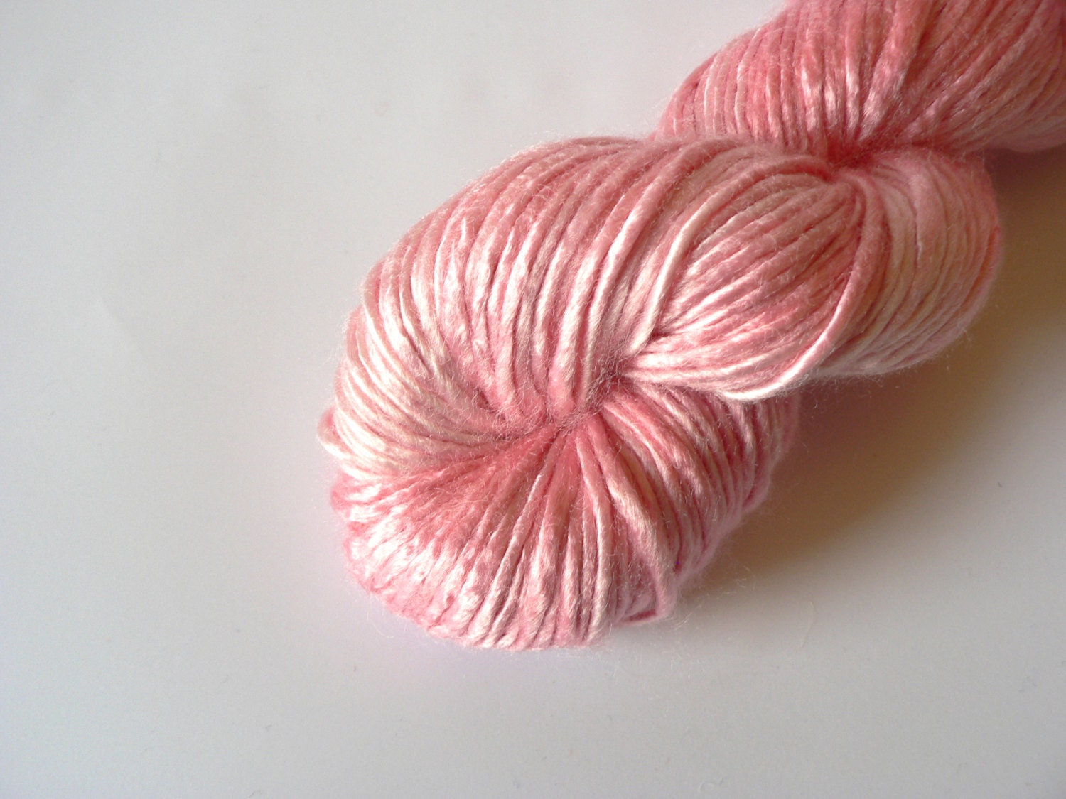 Handspun Bamboo Yarn Hand Dyed- Bubblegum Pink 130 yards Worsted Weight