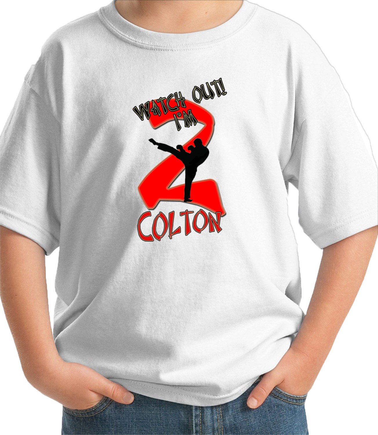 Big Number Karate TaeKwonDo personalized Birthday boy silhouette T-Shirt Martial Arts Fighter judo