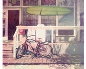 Vintage Polaroid Look, Fine Art Photography, Surf Shop, Pastels, Bikes, Summer Cottage, Photography, Beach, Coastal, 8x8 Print