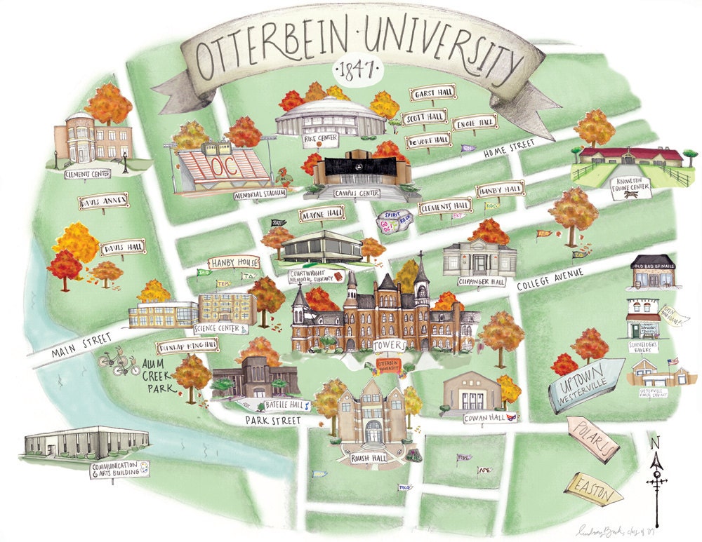 Otterbein University Campus Map (8x10)