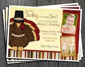 Turkey Birthday Invitation - FREE Thank You Card included
