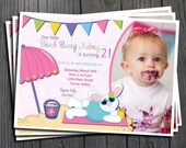 Beach Bunny Birthday Invitation - FREE Thank You Card Included Il_170x135