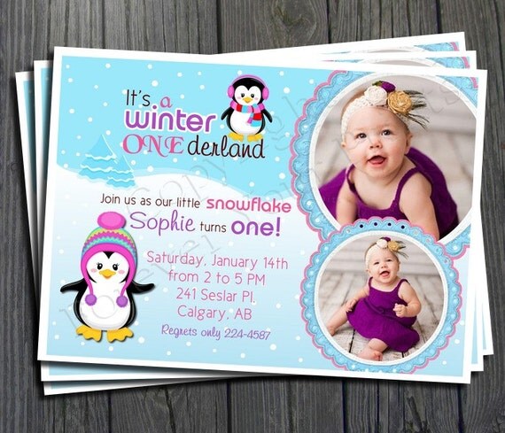 Winter ONEderland Birthday Invitation - FREE Thank You Card included Il_570xn