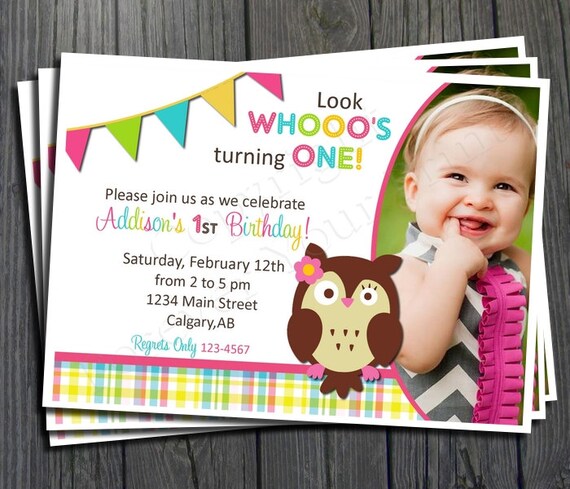 Owl Birthday Invitation - Includes FREE Thank You Card Il_570xn