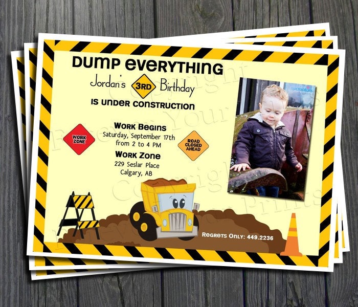 Construction Birthday Invitation - Includes FREE Thank You Card Il_570xn