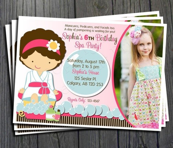 Spa Party Birthday Invitation - FREE Thank You Card included Il_570xn
