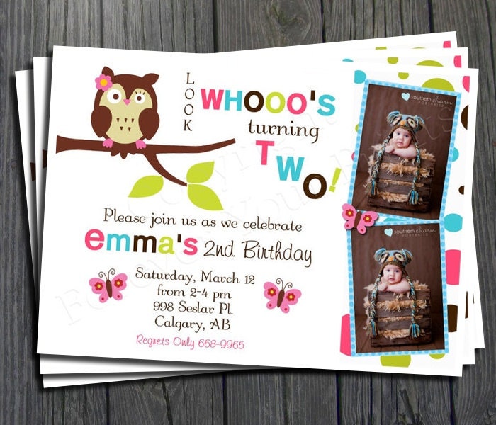 Owl Birthday Invitation - FREE Thank You Card included Il_570xn