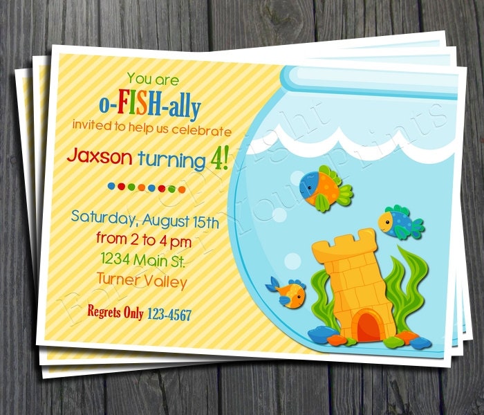 Little Fish Birthday Invitation - FREE Thank You Card included Il_570xn
