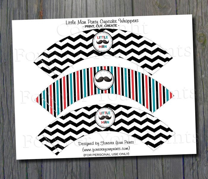 Little Man Party - Cupcake Wrappers INSTANT DOWNLOAD Il_570xn