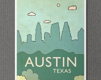 Austin Texas 16x20 / LARGE Poster, Trendy, Modern Nursery Decor, Typography Print, Giclee, United States, American, Travel Theme, Digital