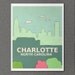 Home Decor Children Decor Wall Art City Travel Poster - Charlotte North Carolina 8x10 - City Skyline Poster Travel Art