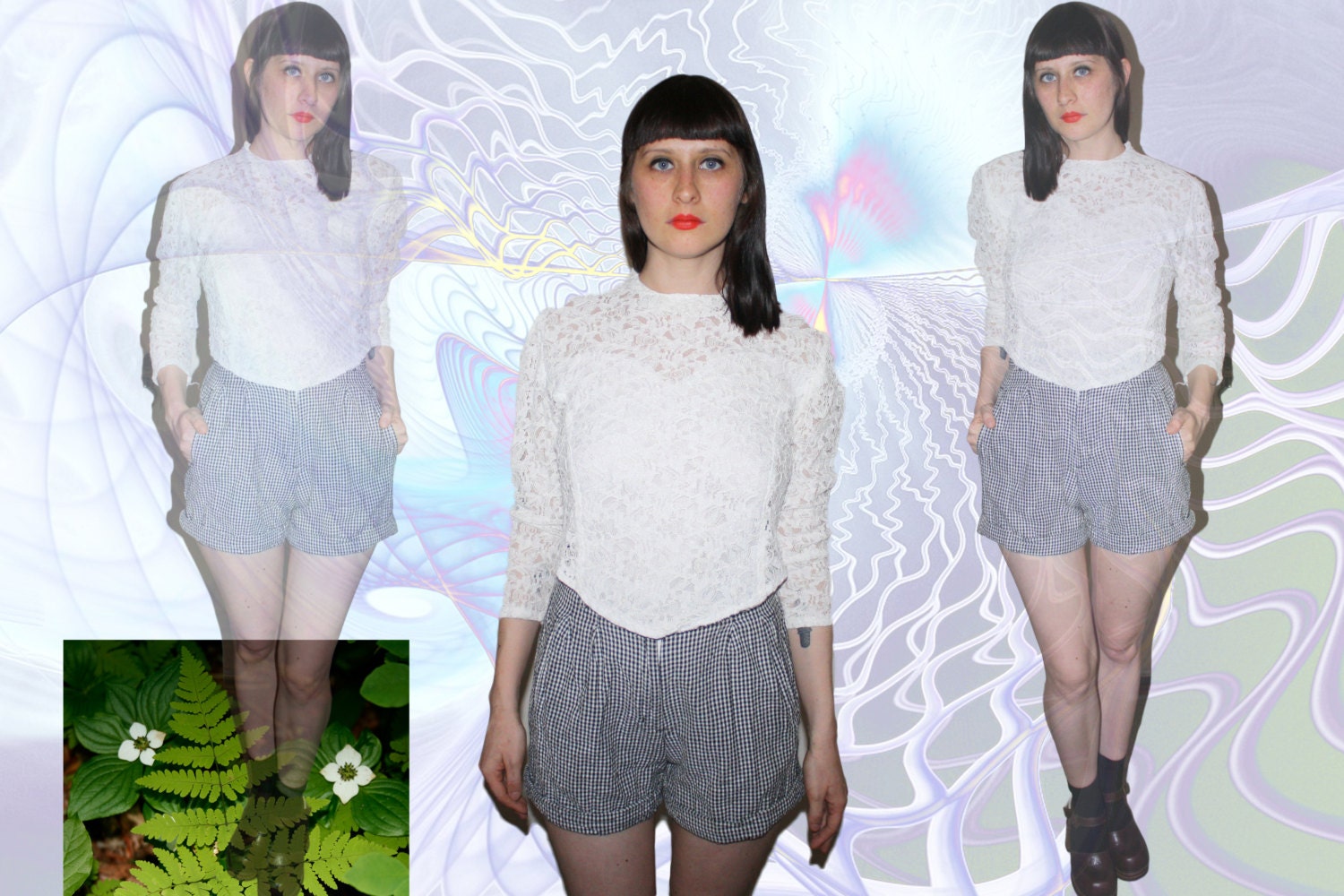 90s womes white lace long sleeve top size small