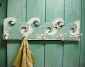 Waves Coat Rack Hook Rack Sign Wall Beach House Decor