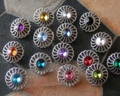 Try me Sample Pack of 10 Rhinestone Buttons- Swirl rhinestone buttons- B1017-25mm